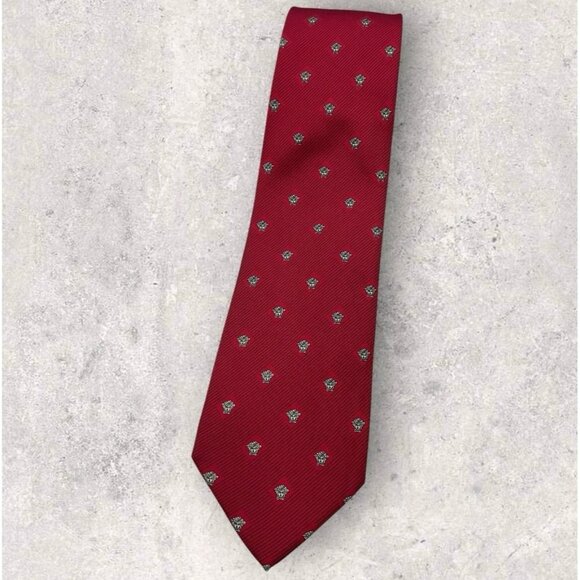 GIANNI VERSACE Silk Tie ITALY Red Monogram Logo W:3.6" EUC - Picture 1 of 6
